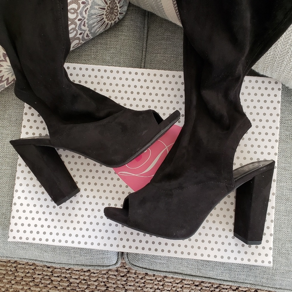 Black suede Backless High Heels